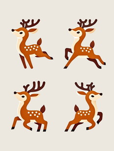 跳跃的小鹿插画图案