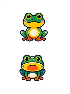 两只可爱青蛙卡通形象