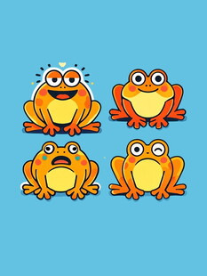 四只可爱青蛙卡通形象