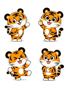 可爱小老虎卡通形象集合
