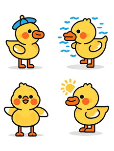 可爱小黄鸭的多样表情