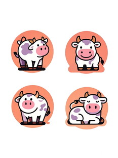 可爱卡通小牛形象集合