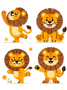 可爱小狮子的多样姿态