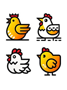 可爱卡通小鸡图标集合