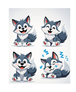 可爱卡通哈士奇表情集合