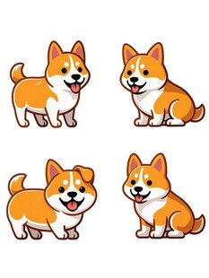 可爱柯基犬的多样姿态