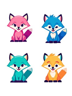 多彩卡通狐狸形象集合