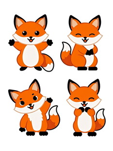 可爱小狐狸的多样姿态