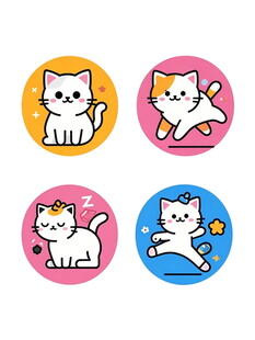 可爱猫咪卡通贴纸