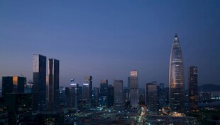 夜幕下的都市高楼景观