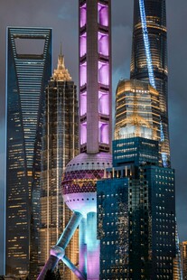 上海璀璨夜景摩天大楼群