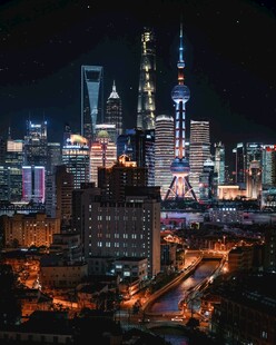 纽约璀璨夜景城市天际线