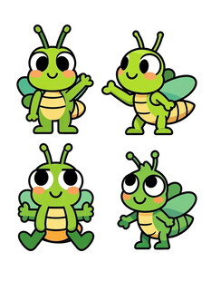 可爱绿昆虫卡通形象