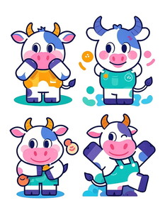 可爱小牛卡通形象集合