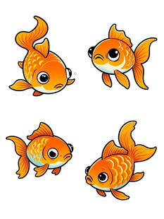可爱卡通金鱼四连拍