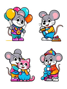 可爱老鼠卡通形象集合