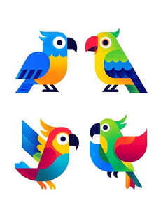 多彩鹦鹉图案设计素材