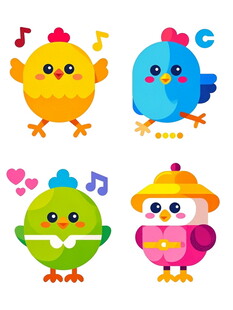 可爱多彩卡通小鸟集合