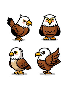 卡通白头海雕形象集合