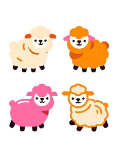 可爱多彩小羊插画