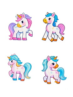 可爱独角兽卡通形象集合