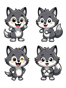 可爱小狼卡通形象集合