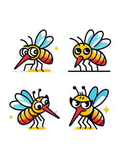 可爱蜜蜂表情插画