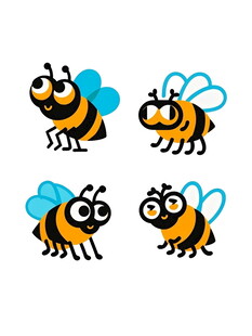 可爱卡通蜜蜂四连拍