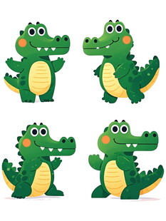可爱卡通鳄鱼形象集合