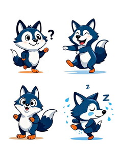 可爱蓝狐的多样俏皮姿态