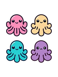 可爱多彩章鱼卡通形象