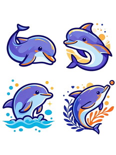 可爱海豚插画集合