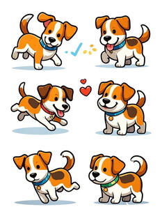 可爱小狗的多样活泼姿态