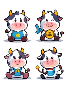 可爱卡通小牛形象集合