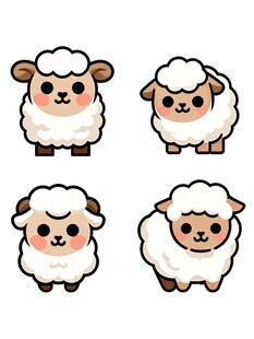 四只可爱卡通绵羊