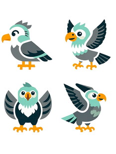 可爱多彩小鸟姿态集合