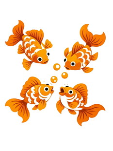 可爱金鱼嬉戏图