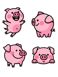 可爱小猪卡通形象集合
