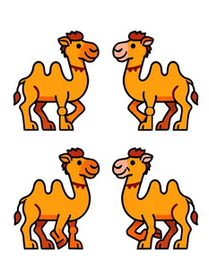 四只可爱卡通骆驼形象
