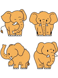 可爱卡通大象四连拍
