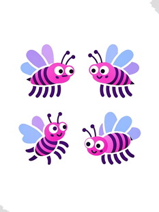 四只可爱卡通蜜蜂图案