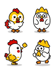 可爱小鸡卡通形象集合