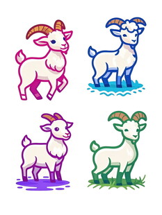 多彩卡通山羊图案集合
