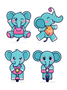 可爱大象卡通形象集合