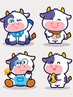 可爱卡通奶牛形象合集