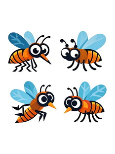 四只可爱卡通蜜蜂