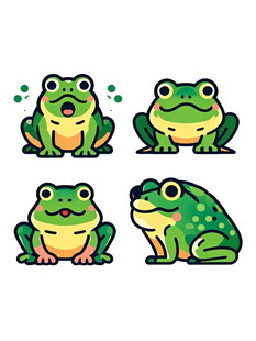 四只可爱青蛙卡通形象