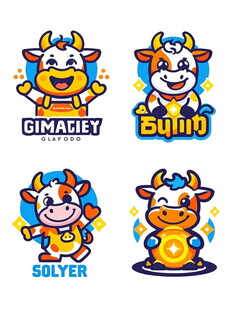 可爱卡通牛形象设计