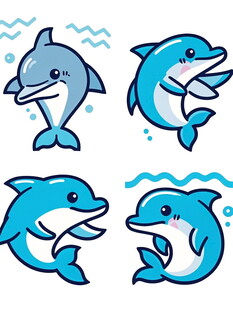 可爱海豚卡通形象集合