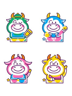 可爱卡通小牛形象集合
